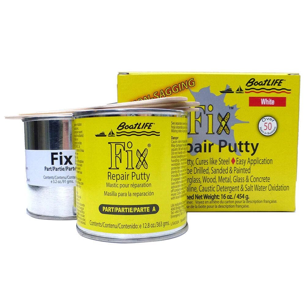 Life Industries 1196 Fix White Epoxy Repair Kit – 16 oz Marine Repair Compound for Fiberglass, Wood, and Composite Surfaces