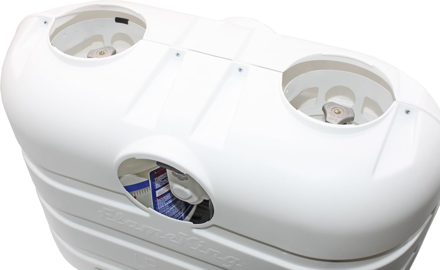 Flame King PCCRV30WHT Dual 30 lb Propane Tank Cover – White RV Cylinder Protection Cover for Twin LP Tanks - Image 5