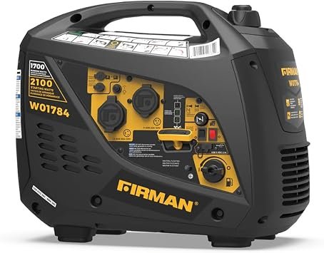 Firman W01784 Portable Inverter Generator – 2100 Starting Watts with Recoil Start and Lightweight Camping Power