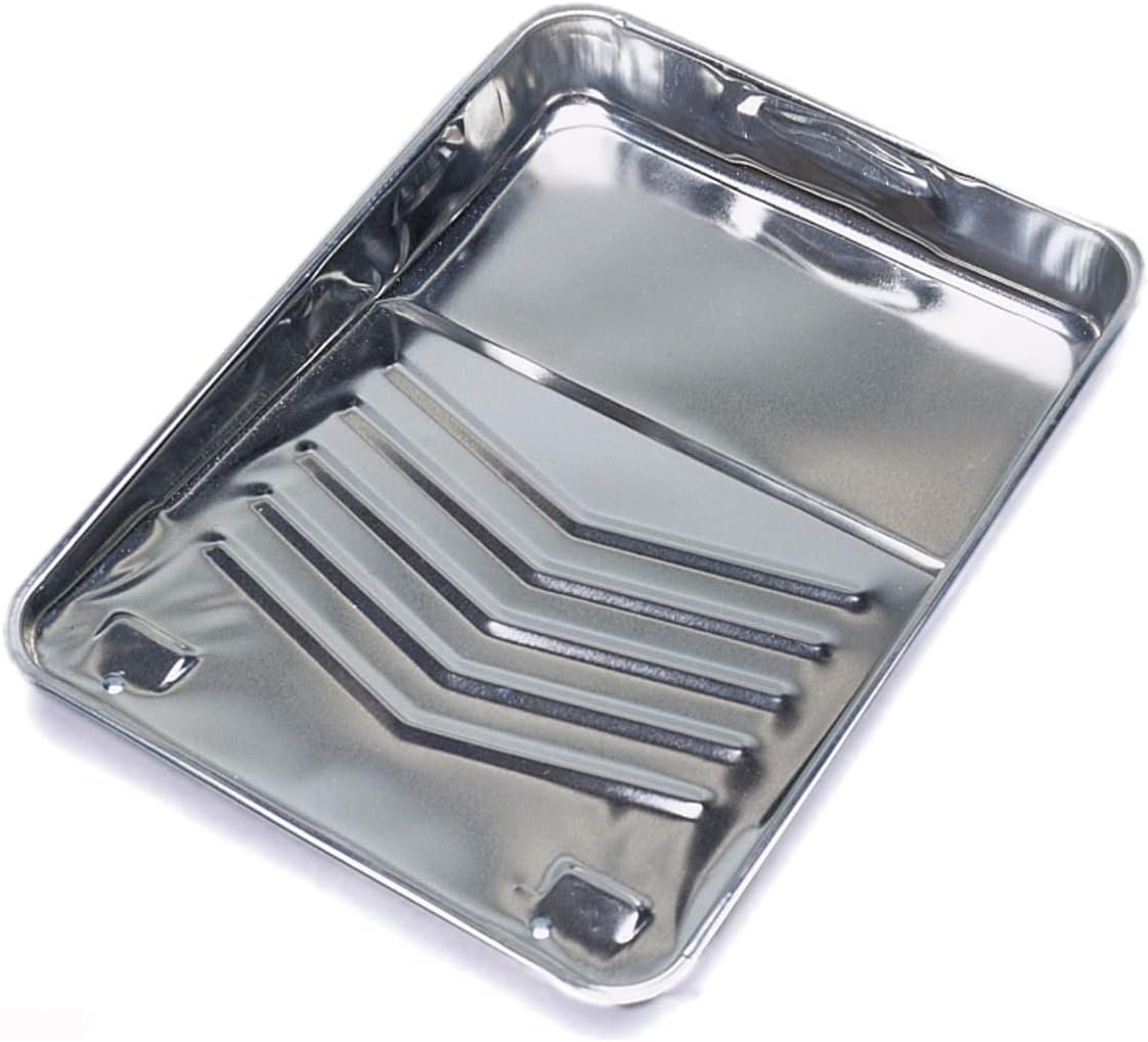 Redtree Industries 35001 Metal Paint Roller Tray – 9in Tray, Deep Well Design, 1/2 Quart Capacity with Ladder-Lock Legs