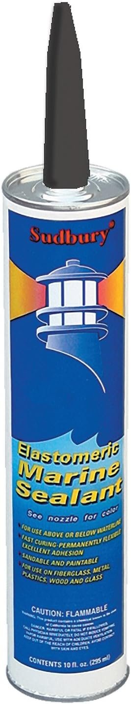Sudbury 302 Elasto-Seal Black Sealant – 10 oz Marine Cartridge with Flexible Waterproof and UV-Resistant Formula