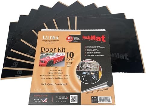 HushMat 10200 Door Kit Sound Deadening and Thermal Insulation – Self-Adhesive Butyl Sheets for Vehicle Doors