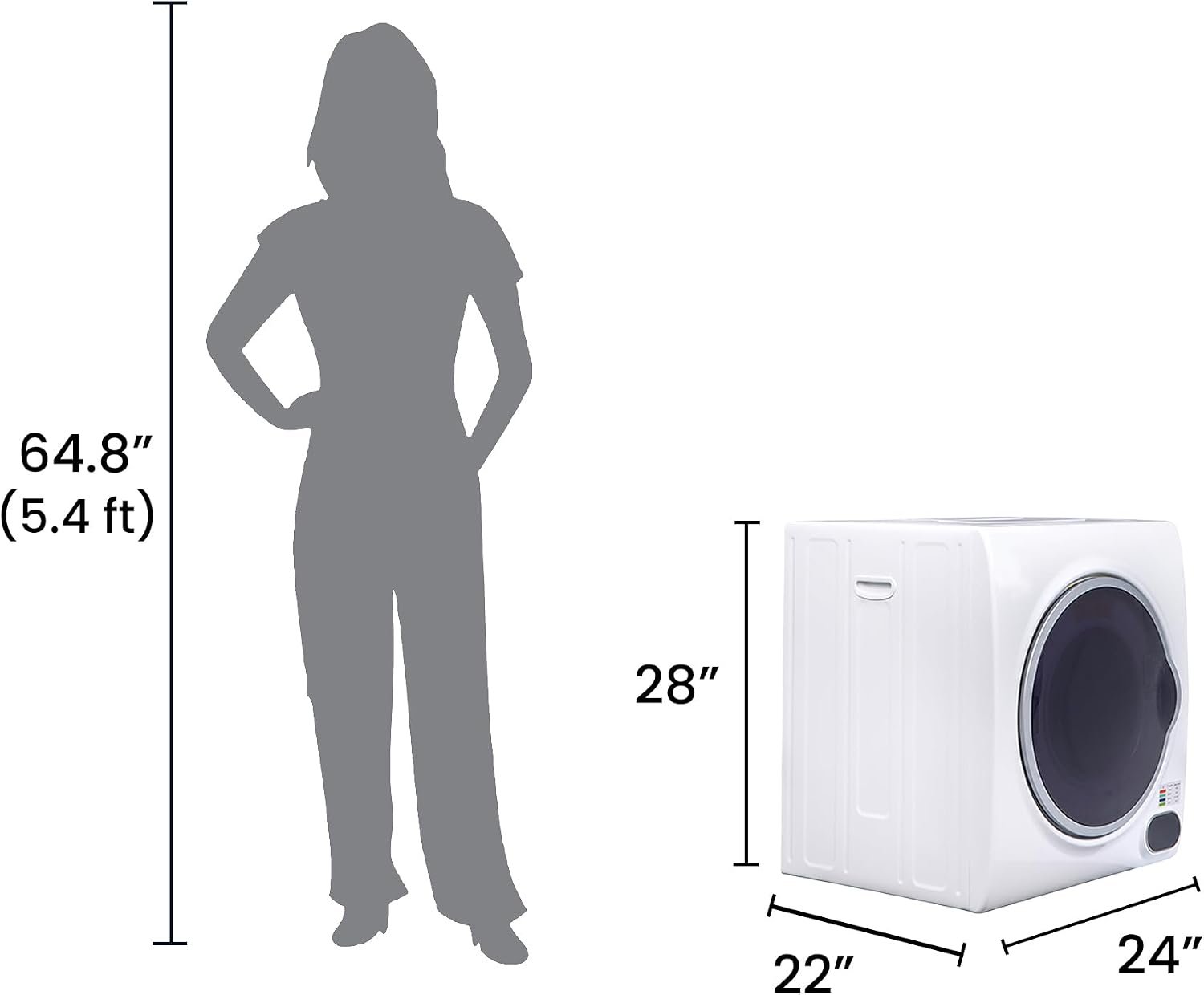 Pinnacle 21852W Compact Short Dryer – 13 lb Capacity, Stainless Steel Drum, 23.5 x 21.5 x 27.5 in, White Finish - Image 7