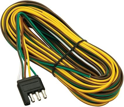 Wesbar 707261 Trailer Wiring Harness – 25ft 4-Way Flat Connector Harness for Utility and Marine Trailers