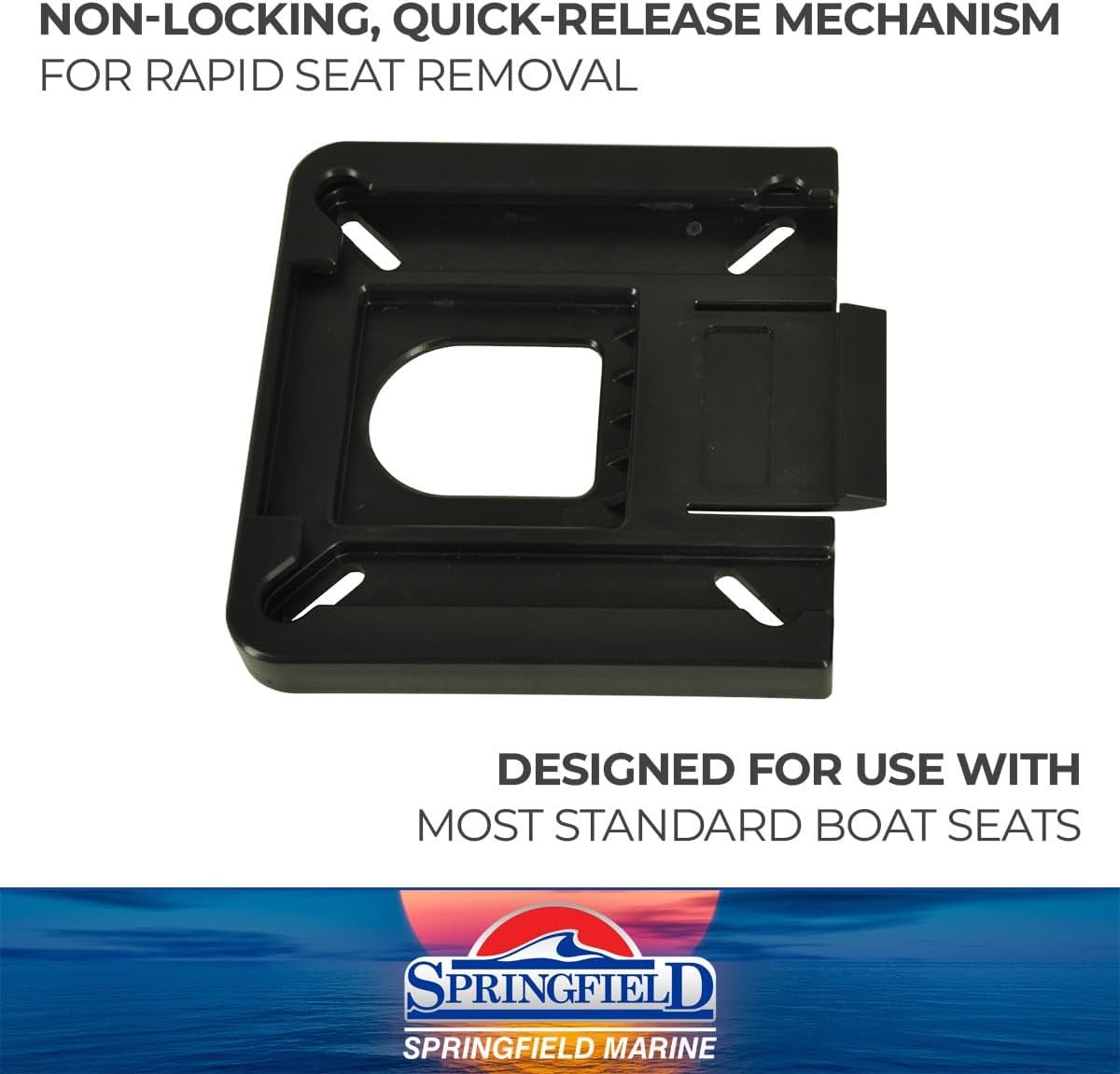 Springfield 1100015 Removable Seat Bracket – 7in x 7in Marine-Grade Black Plastic, Non-Locking Quick-Release Mount - Image 3