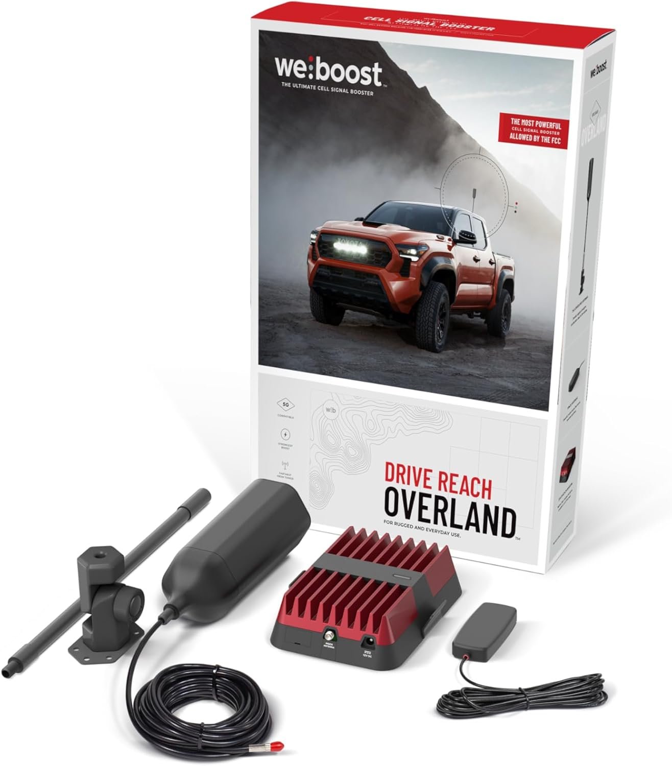 weBoost 472061 Drive Reach Overland Kit – 50 dB Mobile Signal Booster with Folding Antenna Mount for Off-Road Vehicles