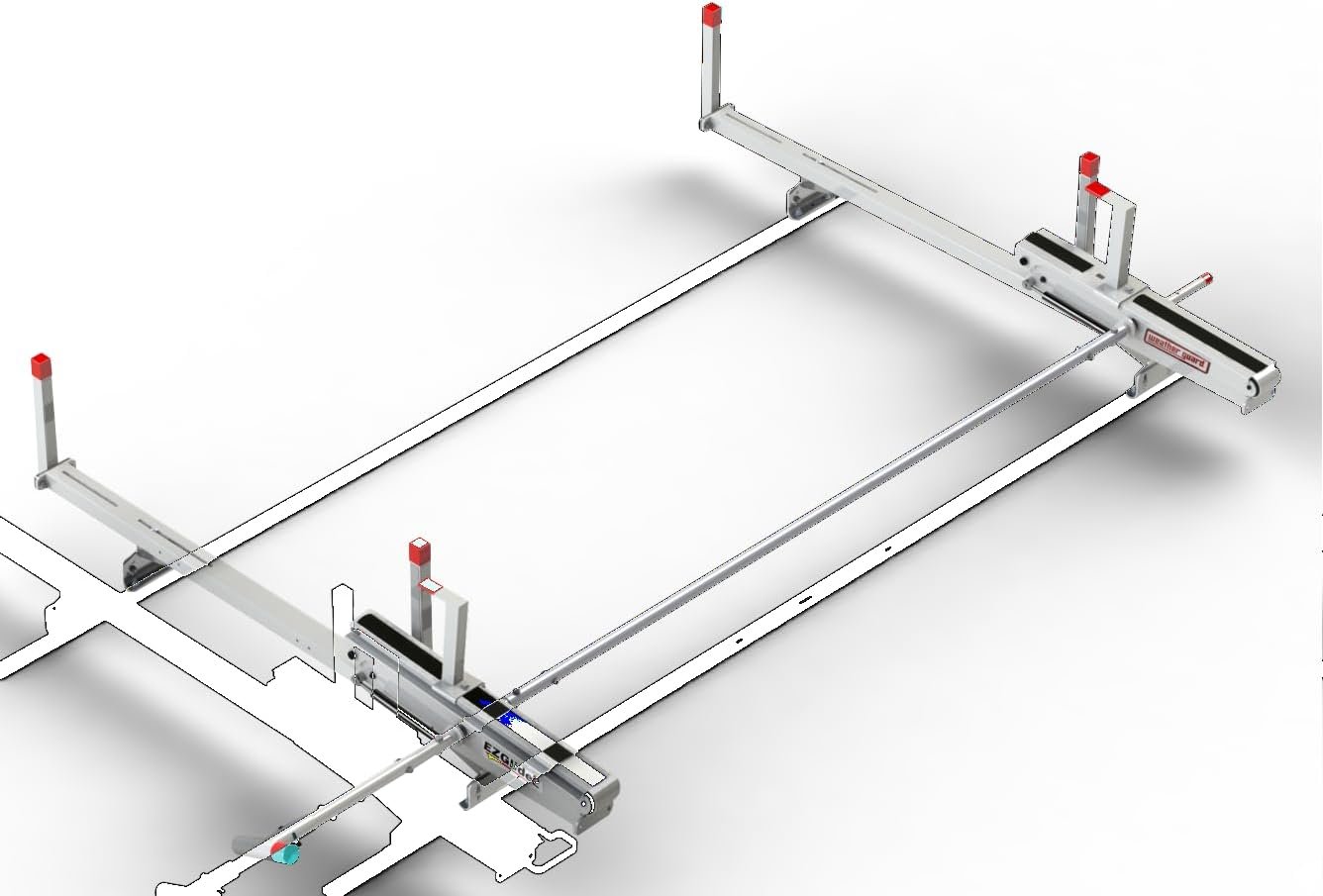 Weather Guard 2261301 Compact Van Drop-Down Ladder Rack – Aluminum Lowering Rack for Compact Commercial Vans