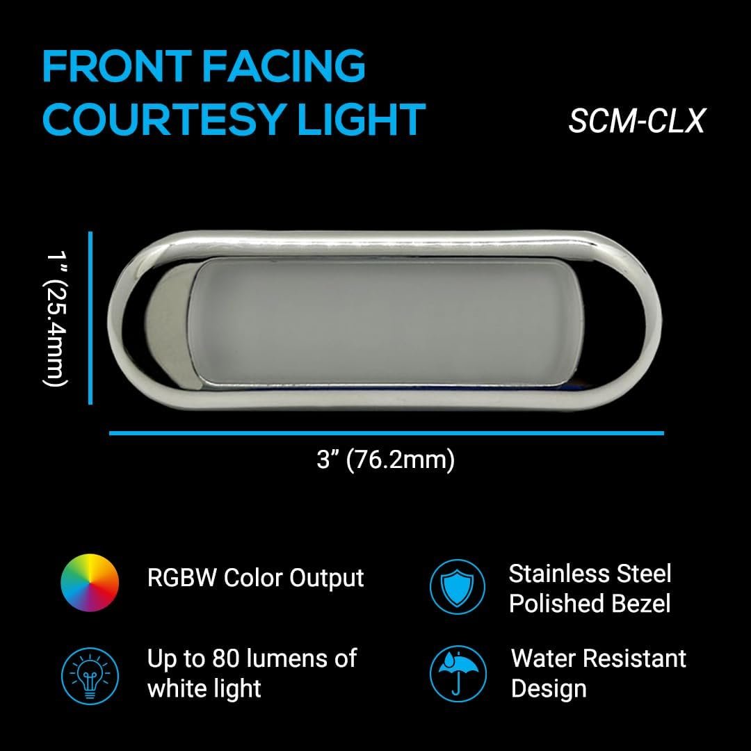 Shadow-Caster MCLXRGBWSS RGBW Front-Facing Courtesy Light – Stainless Steel Marine Accent Lighting - Image 4