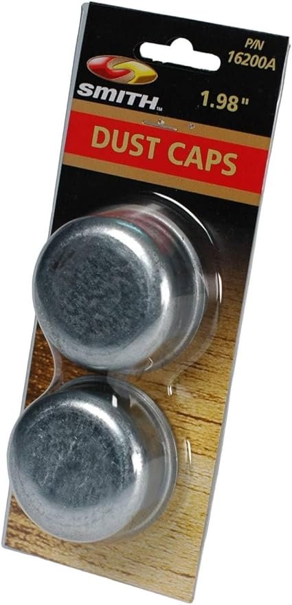 C.E. Smith 16200A Trailer Dust Caps – 1.98in Grease Dust Caps for Trailer Hubs, Pair of Zinc-Plated Steel Caps