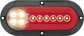 Optronics 211RCFHPGP 6-Inch LED Stop Turn Tail Backup Light – Clear Lens Surface-Mount Combination Trailer Light