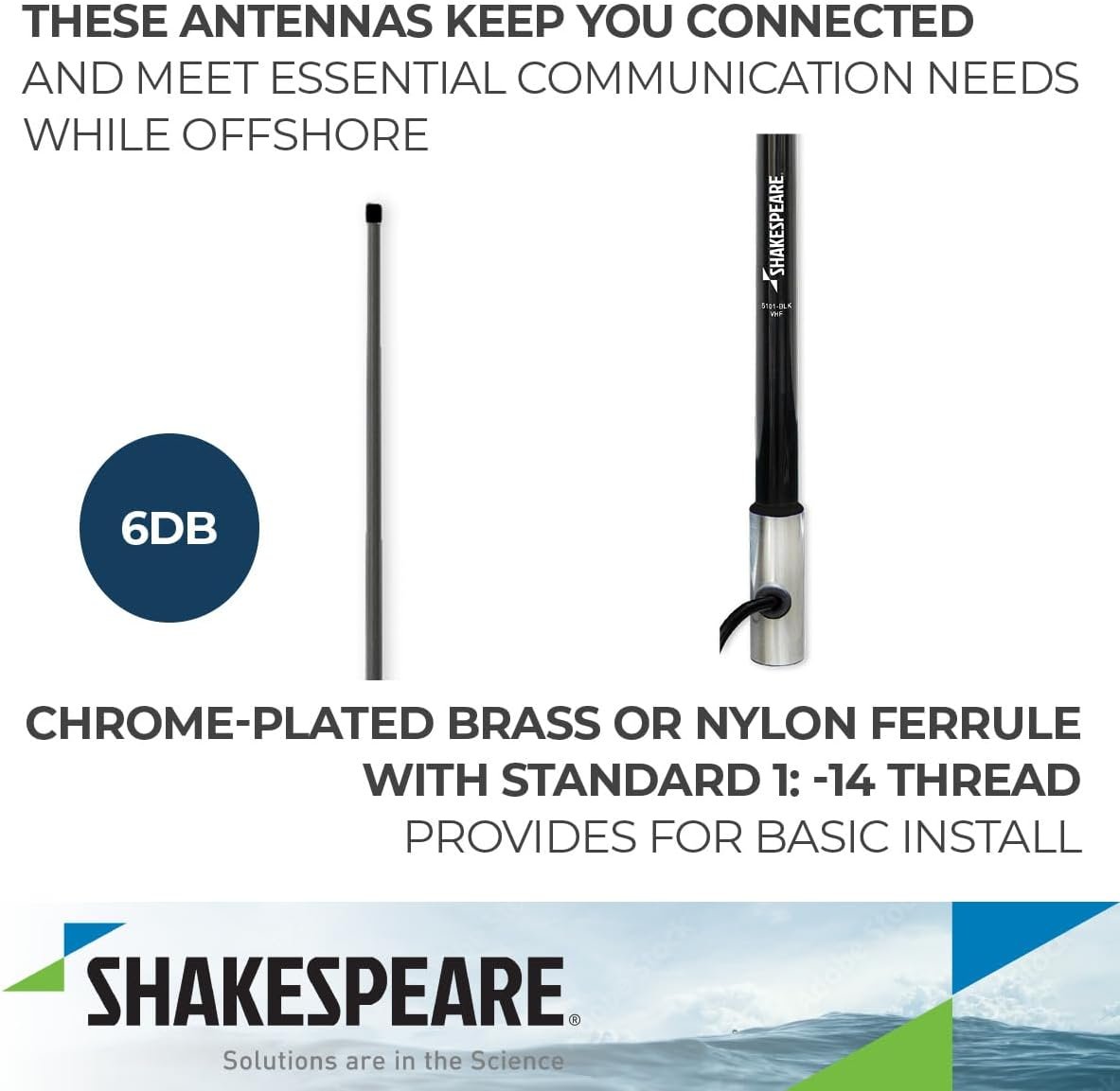 Shakespeare 5101-BLK Classic VHF Antenna – 8 ft Fiberglass Marine Antenna with 6 dB Gain and Black Finish - Image 3