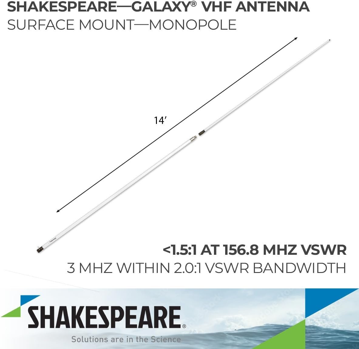 Shakespeare 5230 Galaxy VHF Antenna – 14 ft Two-Piece Fiberglass Marine Antenna with High-Performance VHF Design - Image 2