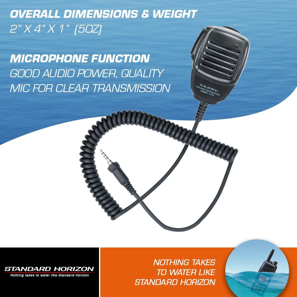 Standard Horizon SSM-17H Compact Speaker Microphone – Remote Audio Accessory for Compatible Handheld VHF Radios - Image 4