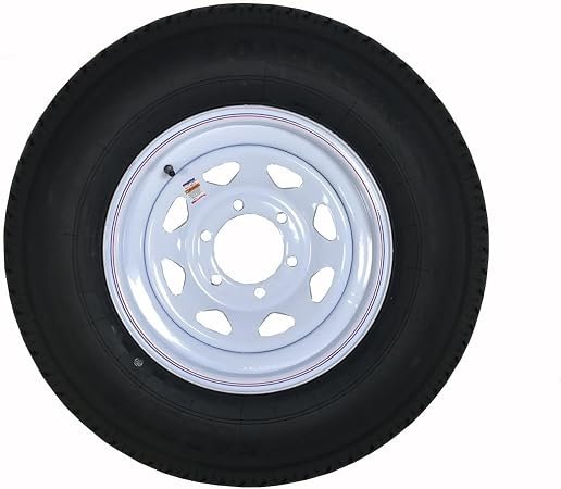 Americana 34900 ST235/80R16 Radial Trailer Tire and Spoke Wheel – Load Range E with 8-Lug White Steel Rim