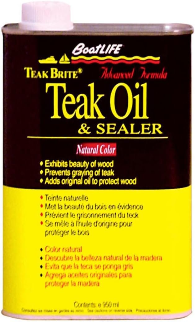 Life Industries 1088 Teak Oil Natural – 32 fl oz Marine Wood Treatment for Teak Decks, Trim, and Outdoor Furniture