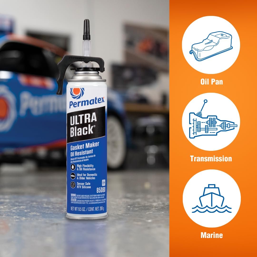 Permatex 85080 Maximum Oil Resistance RTV Silicone Gasket Maker – Sensor-Safe Sealant for Oil-Exposed Engine Components - Image 5