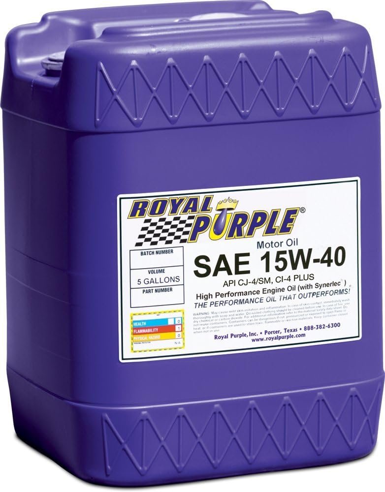 Royal Purple 5154 SAE 15W-40 Synthetic Motor Oil – 5 Gallon Bulk Pail for Heavy-Duty Engine Protection
