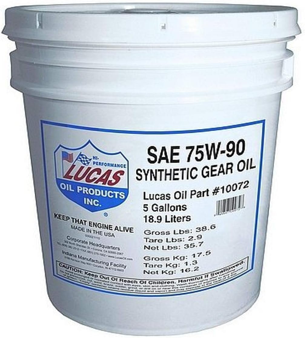 Lucas Oil 10072 Synthetic SAE 75W-90 Gear Oil – Full Synthetic Transmission and Differential Lubricant