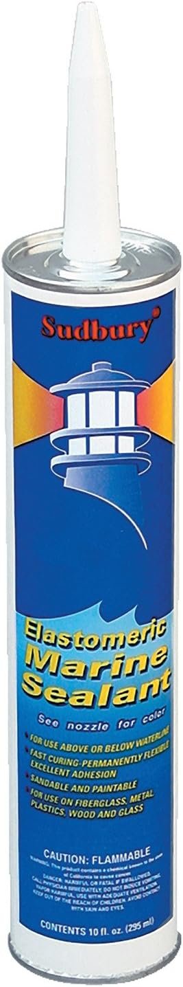 Sudbury 300 Elasto-Seal White Sealant – 10 oz Marine Cartridge with Flexible Waterproof UV-Resistant Formula