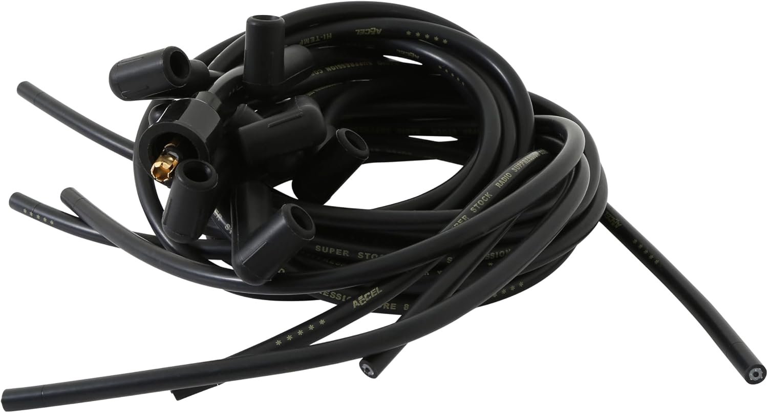 ACCEL 4041K Super Stock 8mm Spark Plug Wire Set – Black Performance Ignition Wires with Angle Boots - Image 3