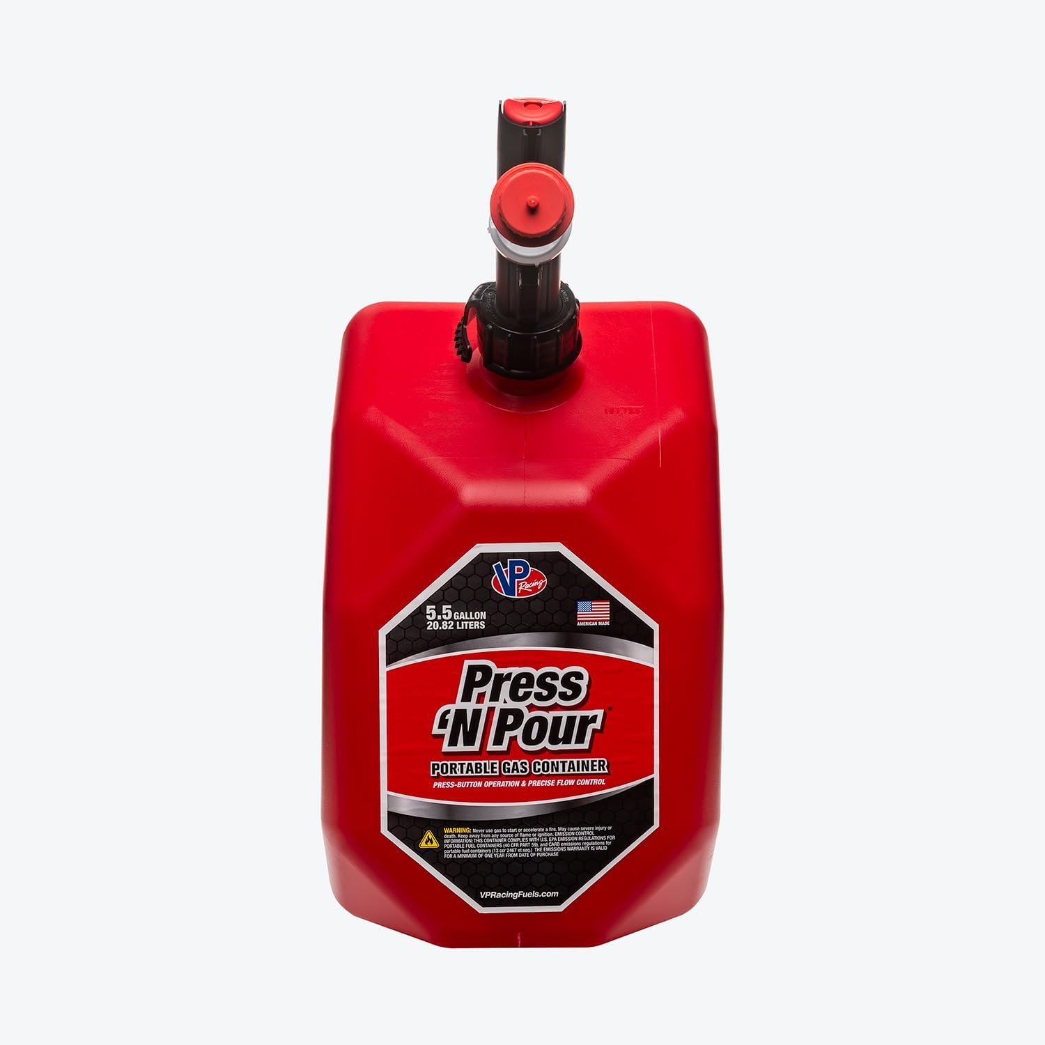 VP Racing Fuels 3839 Press 'N Pour Gas Can – 5.5 Gallon Motorsports Utility Fuel Container with Ergonomic Handle - Image 2