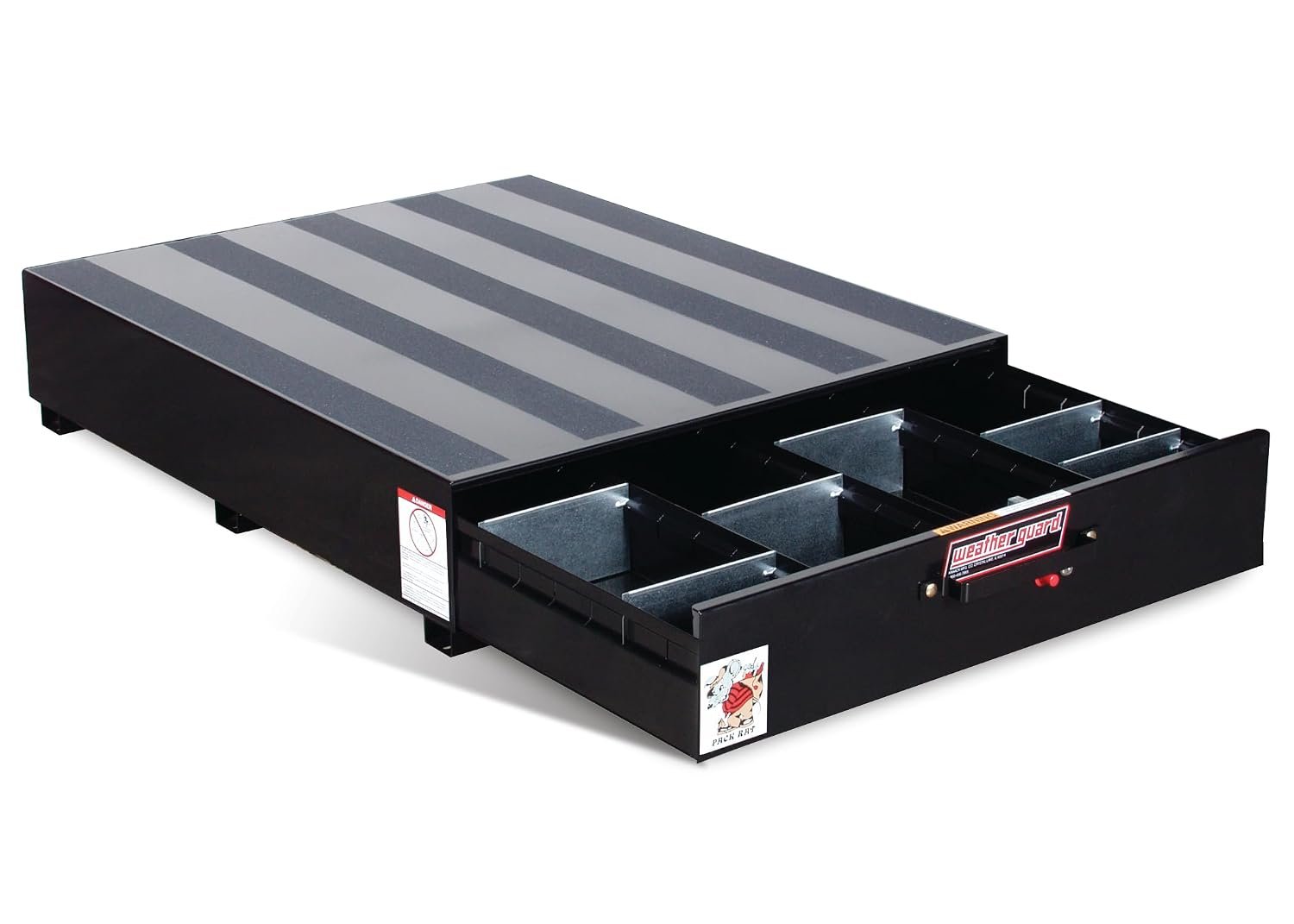 Weather Guard 3385 Pack Rat Drawer Unit – 48in Steel Roll-Out Storage Drawer with 425 lb Capacity and 24 Dividers