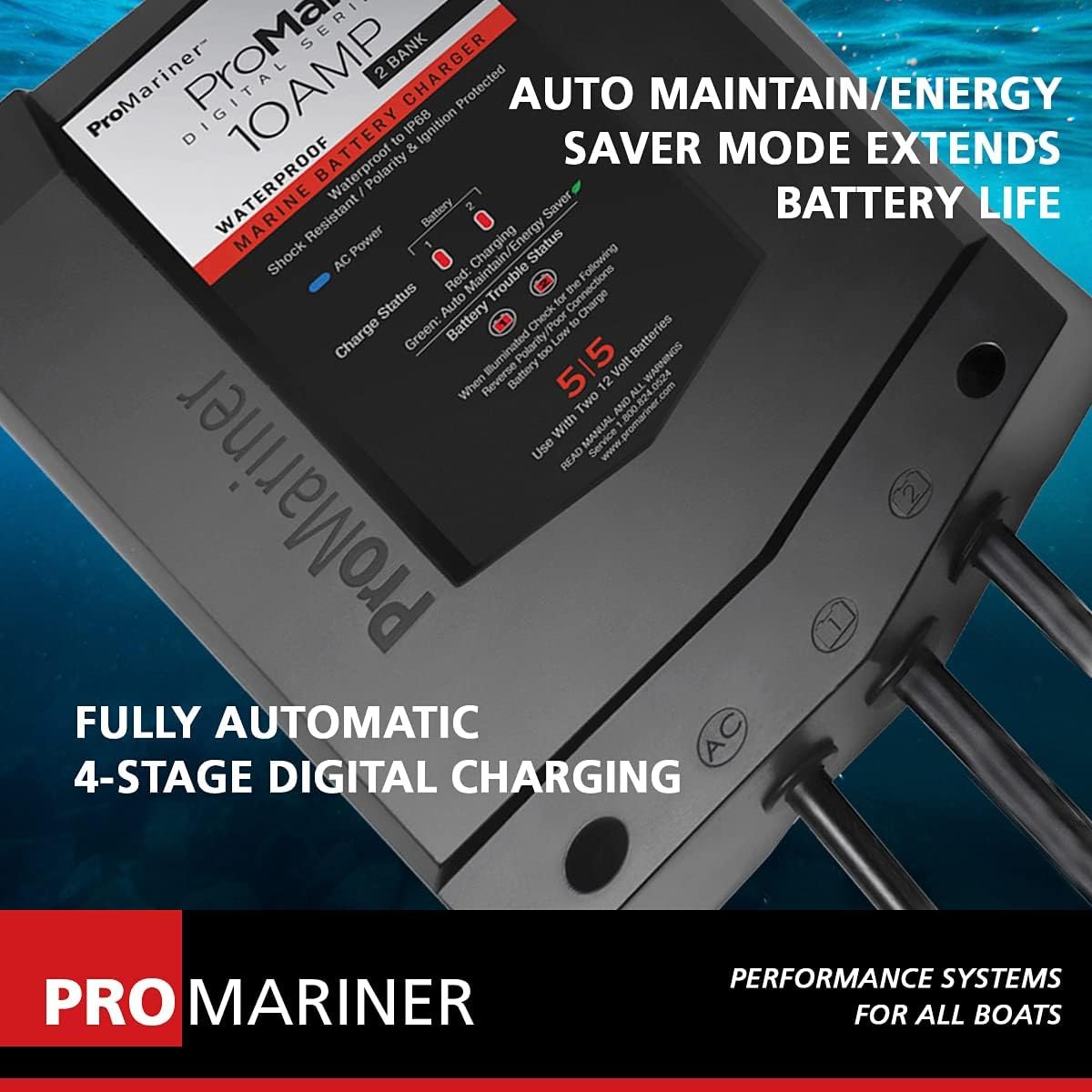 ProMariner ProMar1 DS 31510 Marine Battery Charger – 10 Amp Dual Output Smart Charging System - Image 3