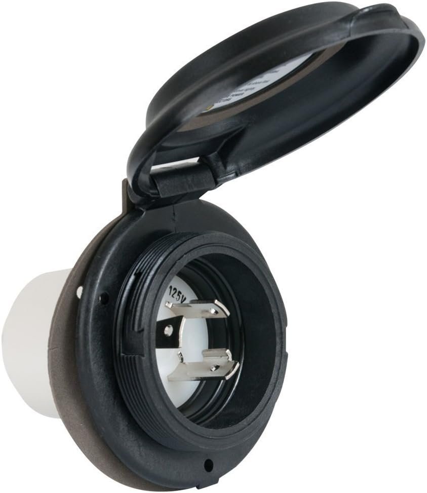 Marinco 304ELBRVBL Contour RV Power Inlet – 30A 125V Locking Shore Power Inlet with Black UV-Resistant Housing - Image 2