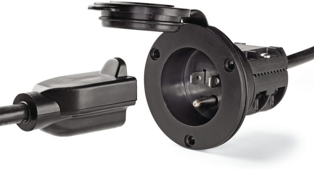 Minn Kota MKR-21 AC Power Port Black 1865108 – Flush-Mount Shore Power Charging Port with Protective Cover