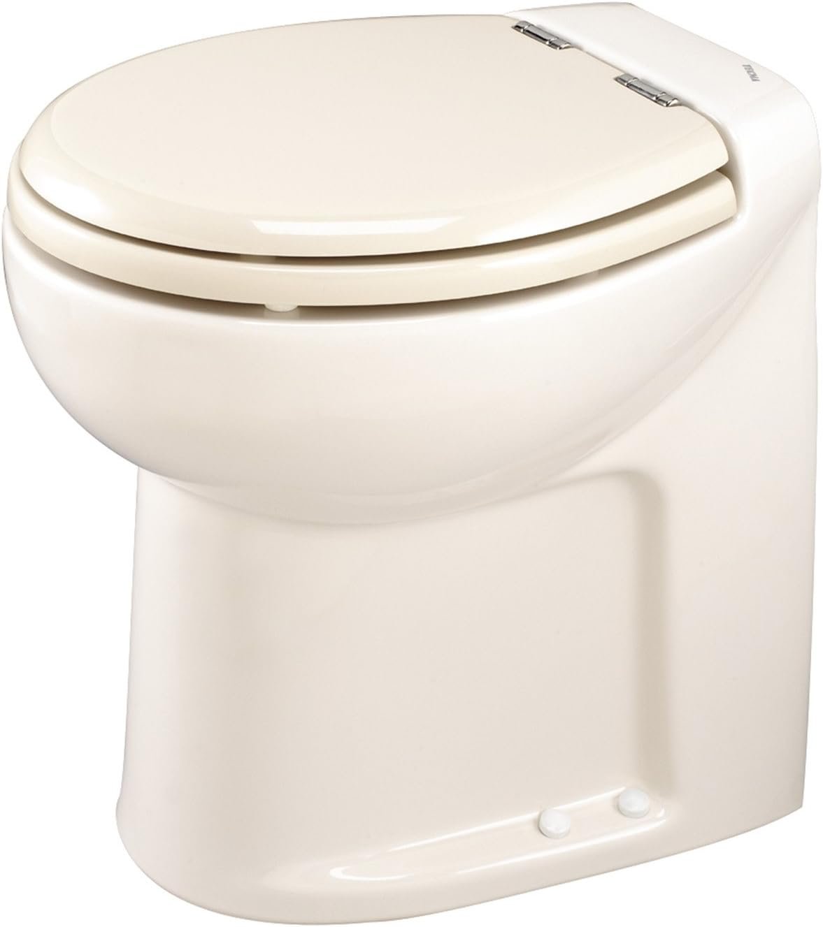 Thetford 98266 Silence Plus High Toilet – Bone Finish – 12V Electric Macerating Toilet with Chrome Hardware