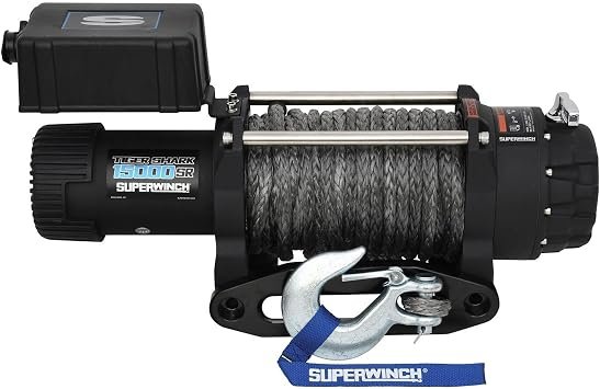 Superwinch 1515001 Tiger Shark 15000SR Winch – 15000 lb Recovery Winch with Synthetic Rope and Wireless Remote