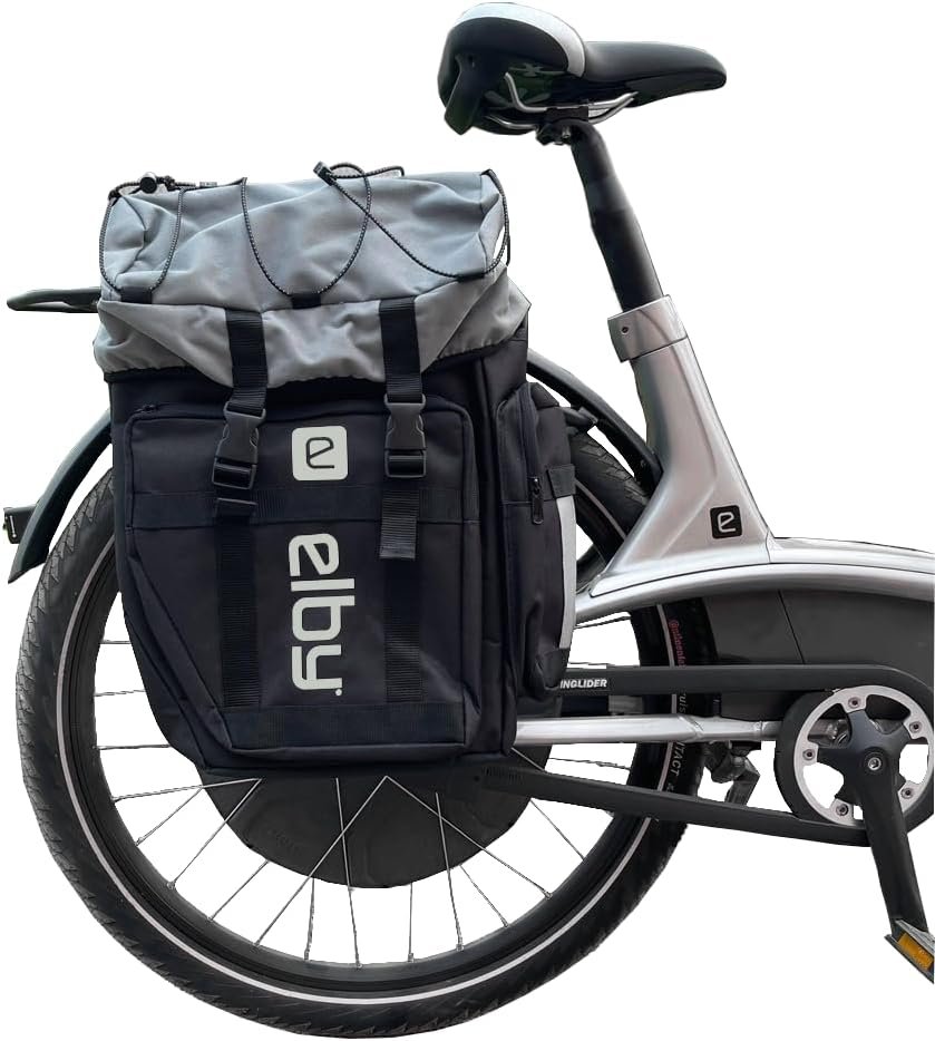 Elby Bikes E08156 Pannier Bag – Black Commuter Bicycle Cargo Bag with Putty Logo for Rear Rack Mounting - Image 3