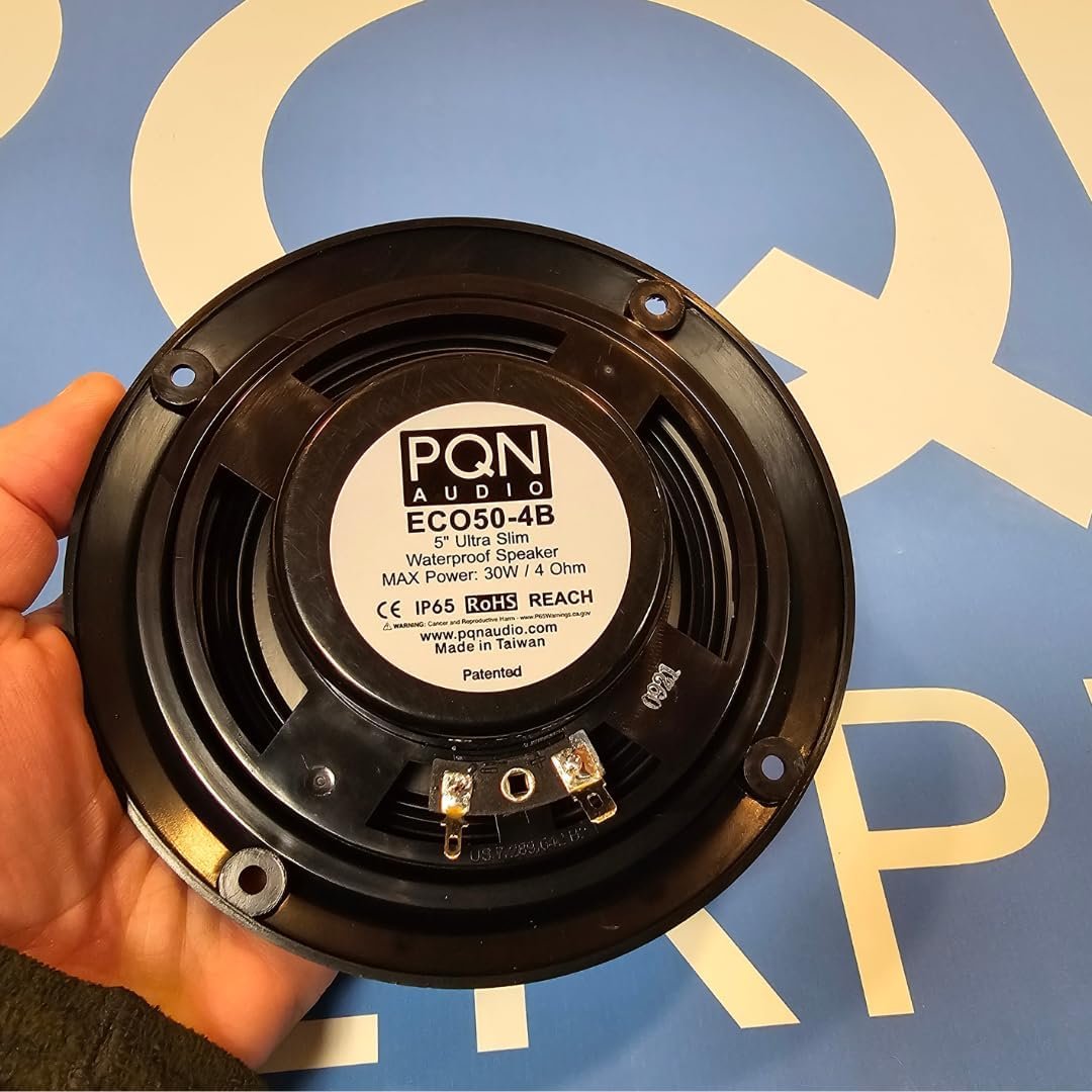 PQN Audio ECO50-4BK 5 Inch Ultra-Slim Waterproof Marine Speakers – 30W Peak, 1in Mount Depth, IP65 Rated Black Pair - Image 3