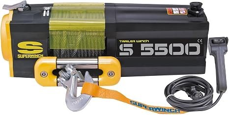 Superwinch SX5500 Winch – 5,500 lb 12V Electric Winch with Steel Wire Rope for Utility, Trailer and Off-Road Recovery Applications