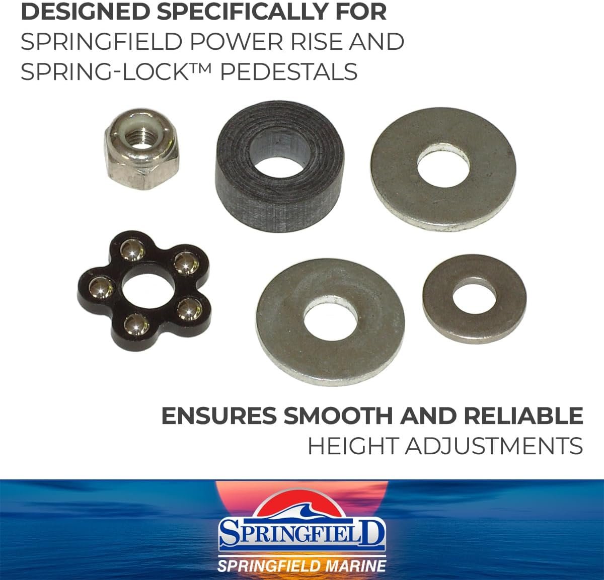 Springfield 2100031 Spring-Lock Power Pedestal Repair Kit – Complete Service Kit with Bearing, Washers, Nut and Rubber Bumper - Image 3