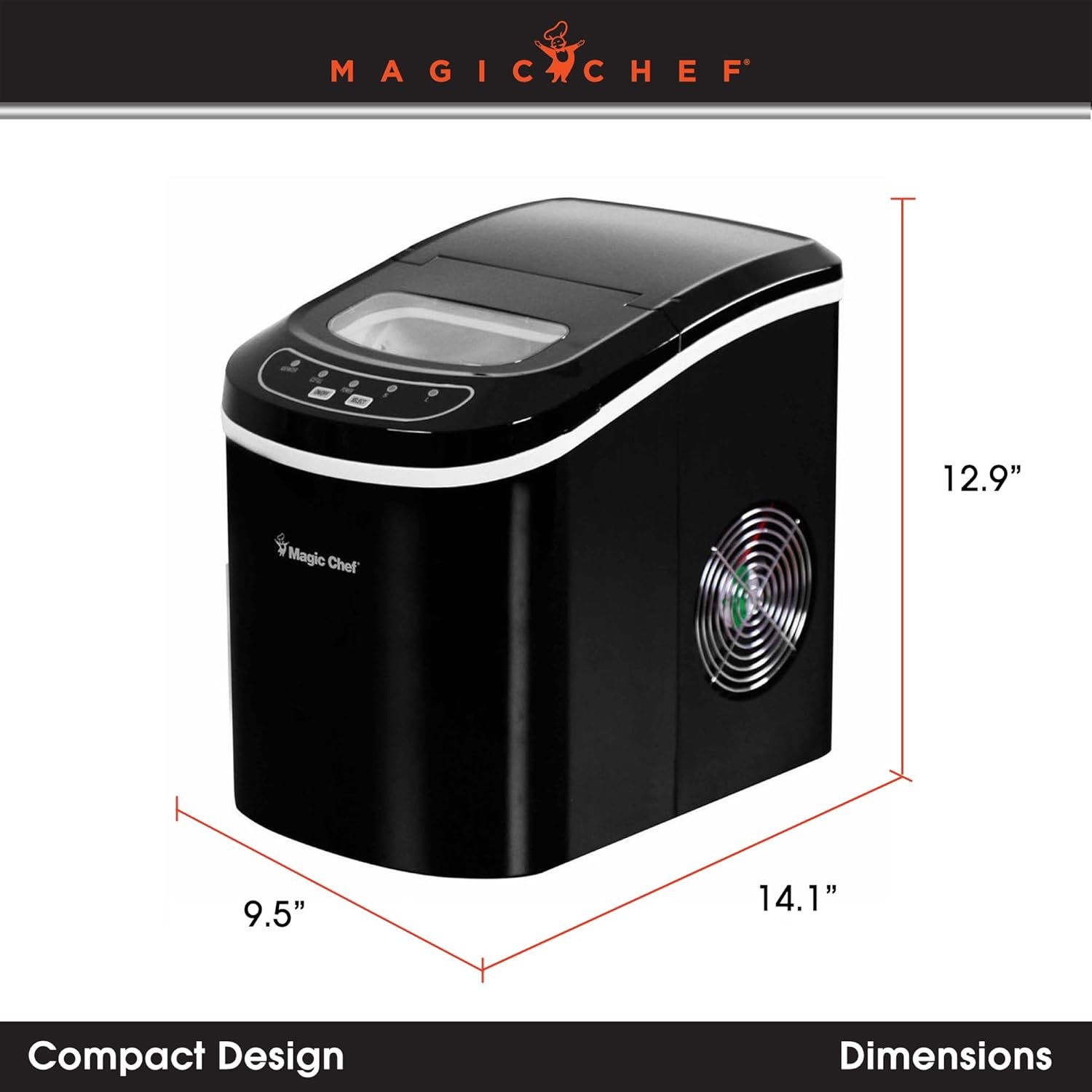 Magic Chef MCIM22B Portable Ice Maker – 27 lbs Daily Production – Black Finish – Countertop Ice Machine - Image 8