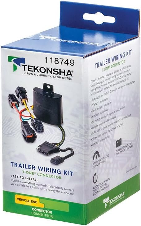 Tekonsha 118749 T-One Connector Assembly – Custom 4-Way Flat Trailer Wiring Harness with Powered Converter - Image 2