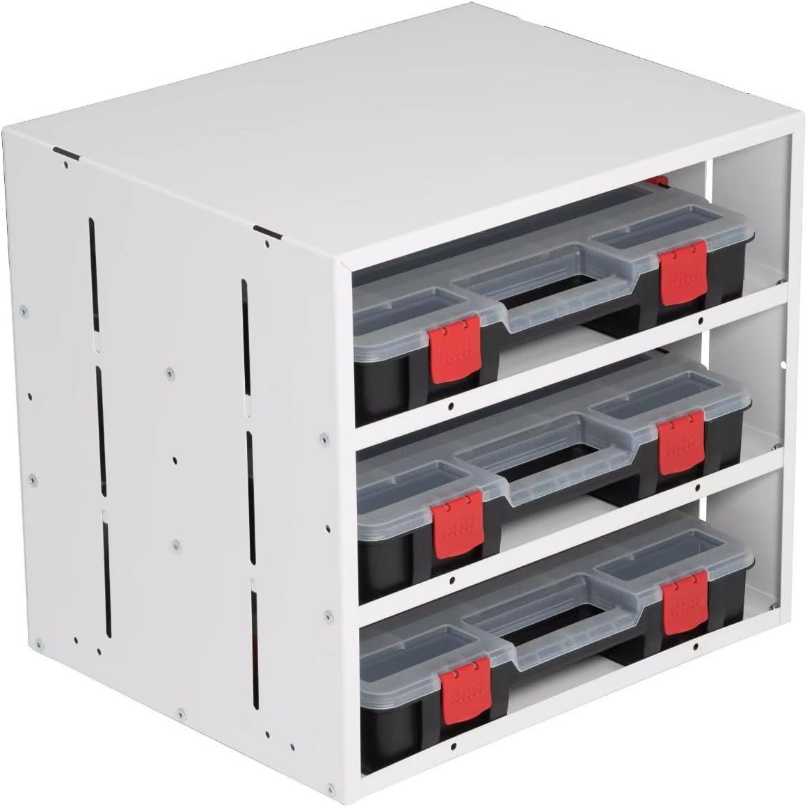 Weather Guard 9960-3-01 Cabinet with 3 Parts Cases – Steel Storage Cabinet with Removable Organizers and Lockable Door