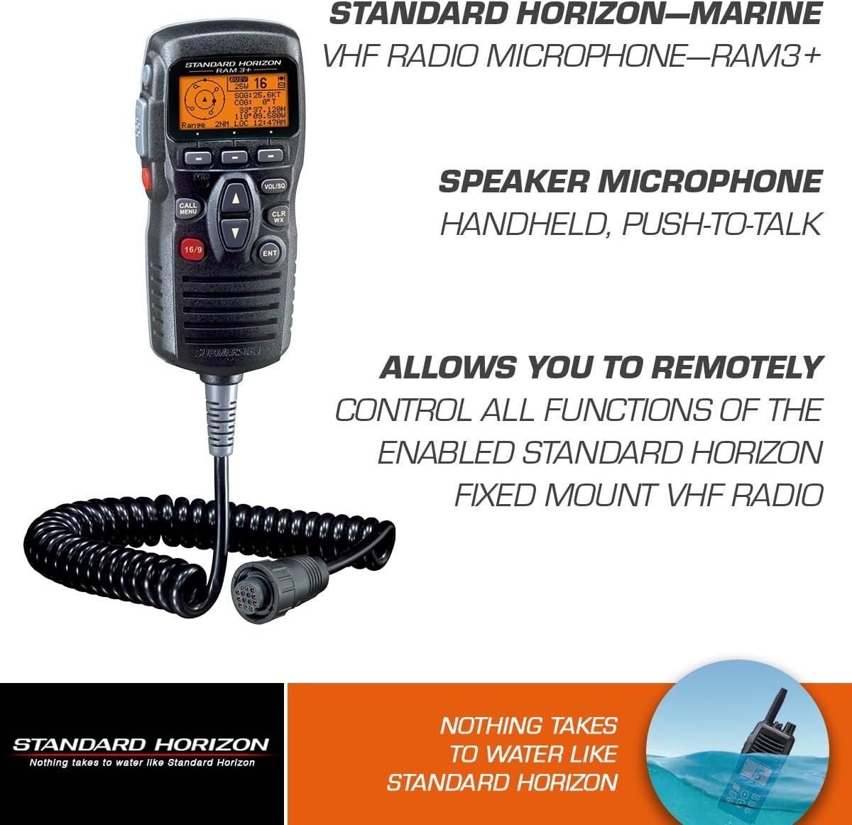 Standard Horizon CMP31B RAM3+ Remote Microphone – Black Waterproof Second Station Mic with Full Radio Control - Image 2