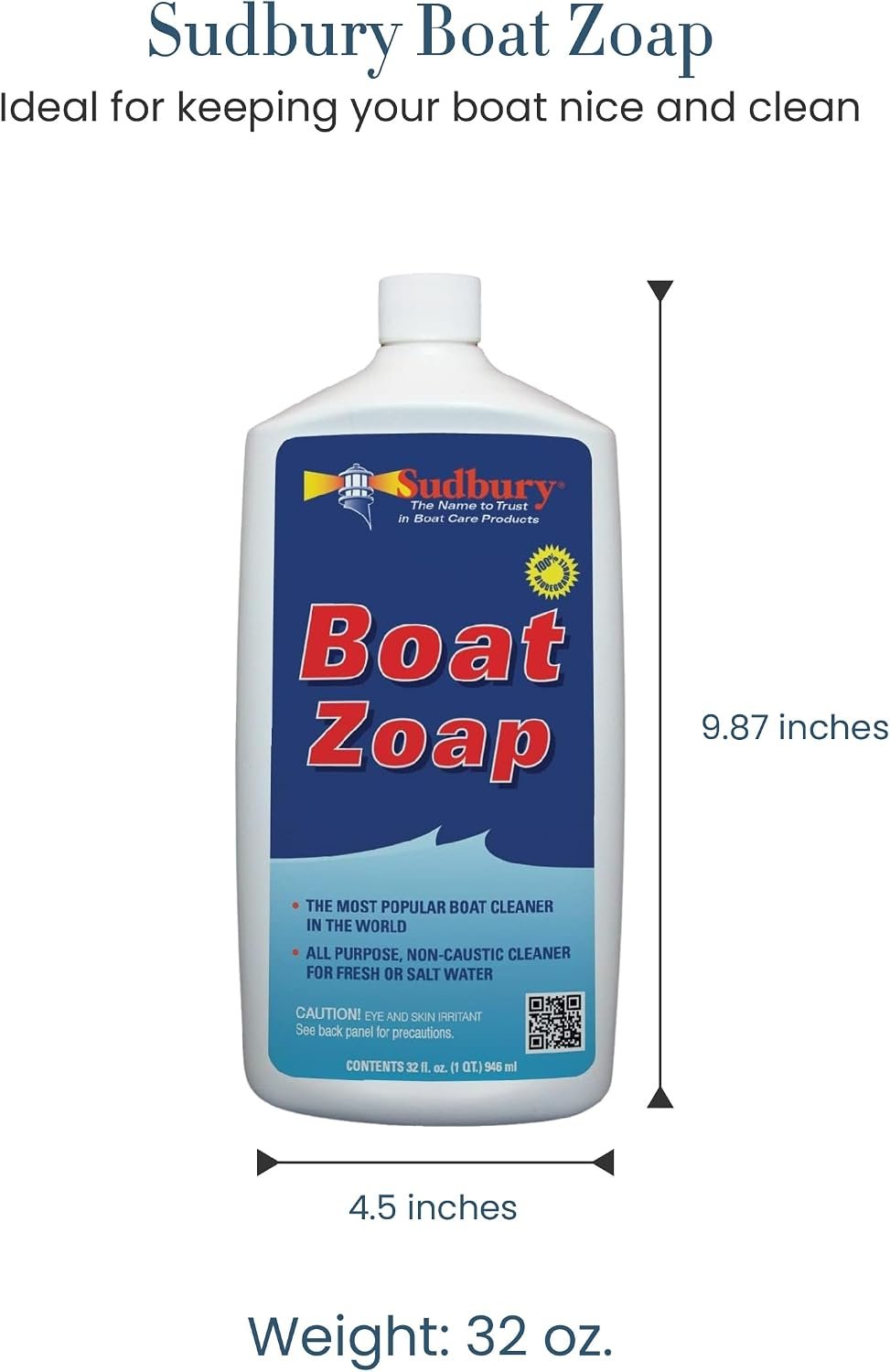 Sudbury 805Q Boat Zoap Boat Wash – 32 oz Concentrated Marine Cleaning Solution for Fiberglass and Painted Surfaces - Image 2