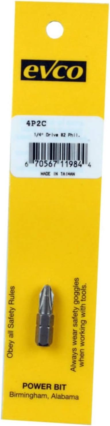 AP Products 0094P2C Phillips Insert Bit – 1/4in Hex Power Driver Bit for Screwgun and Drill Applications