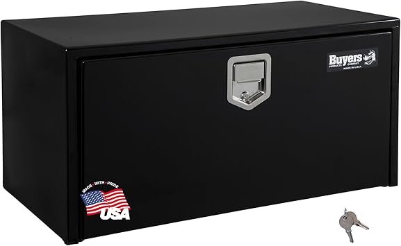 Buyers Products 1702103 Steel Underbody Truck Box – 18 x 18 x 30 Inch Black Toolbox with Paddle Latch