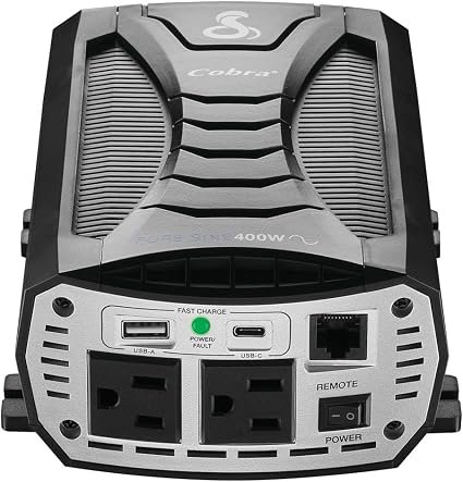 Cobra CPI400PSW Pure Sine Wave Power Inverter – 400-Watt Continuous Output for Sensitive Electronics