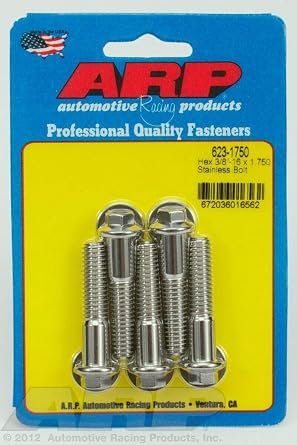 ARP 623-1750 Stainless Hex Bolt Pack – 3/8-16 Thread x 1.750in Length with 180,000 PSI Tensile Strength