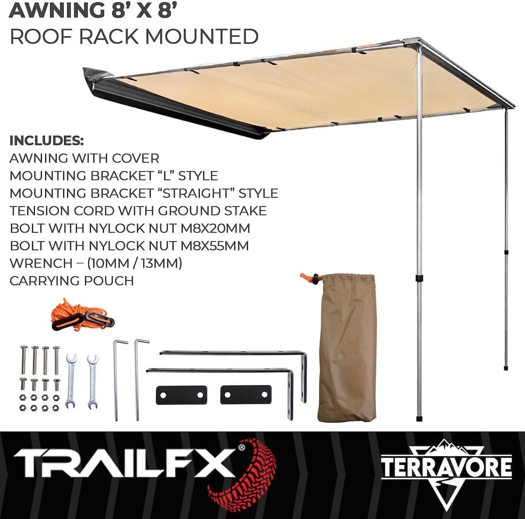 TFX Overland AWN003 Vehicle Awning – 98in x 98in Overland Side Awning with Integrated Aluminum Frame and Travel Cover - Image 3