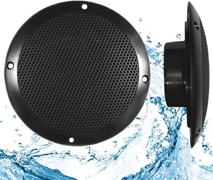 PQN Audio ECO604BK 6 Inch Ultra-Slim Waterproof Marine Speakers – 30W Max, 1in Mount Depth, IP65 Rated Black Pair