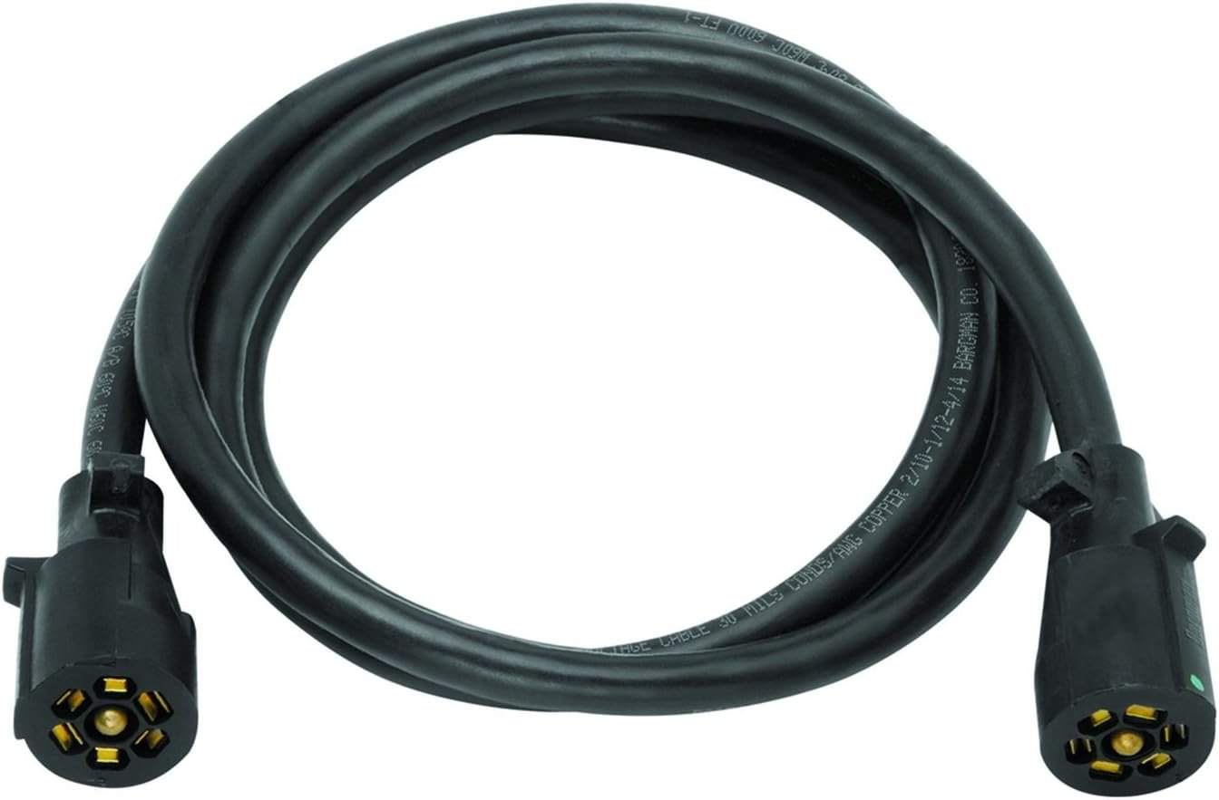 Bargman 5067210 7-Way Extension Cable – Double-Ended 7-Blade Connectors, 8 ft Heavy-Duty Insulated Wiring - Image 2