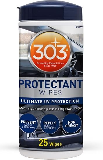 303 Products 30397 Automotive Protectant Wipes – 25 Count UV Protection Cleaning Wipes for Interior Surfaces