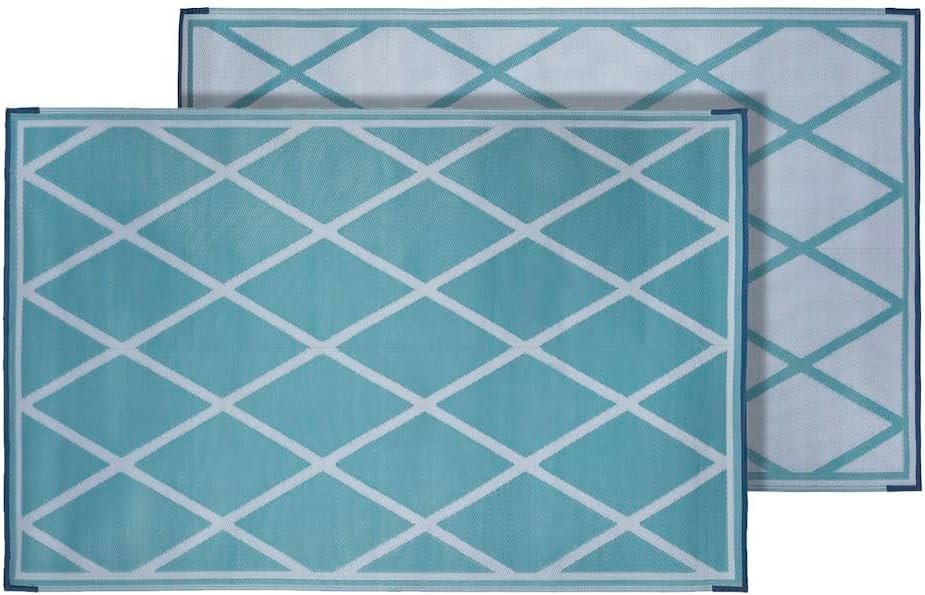 Faulkner 68901 Walk & Play Diamond Mat – 36in x 68in Reversible Polypropylene Outdoor Patio Rug in Turquoise - Image 3