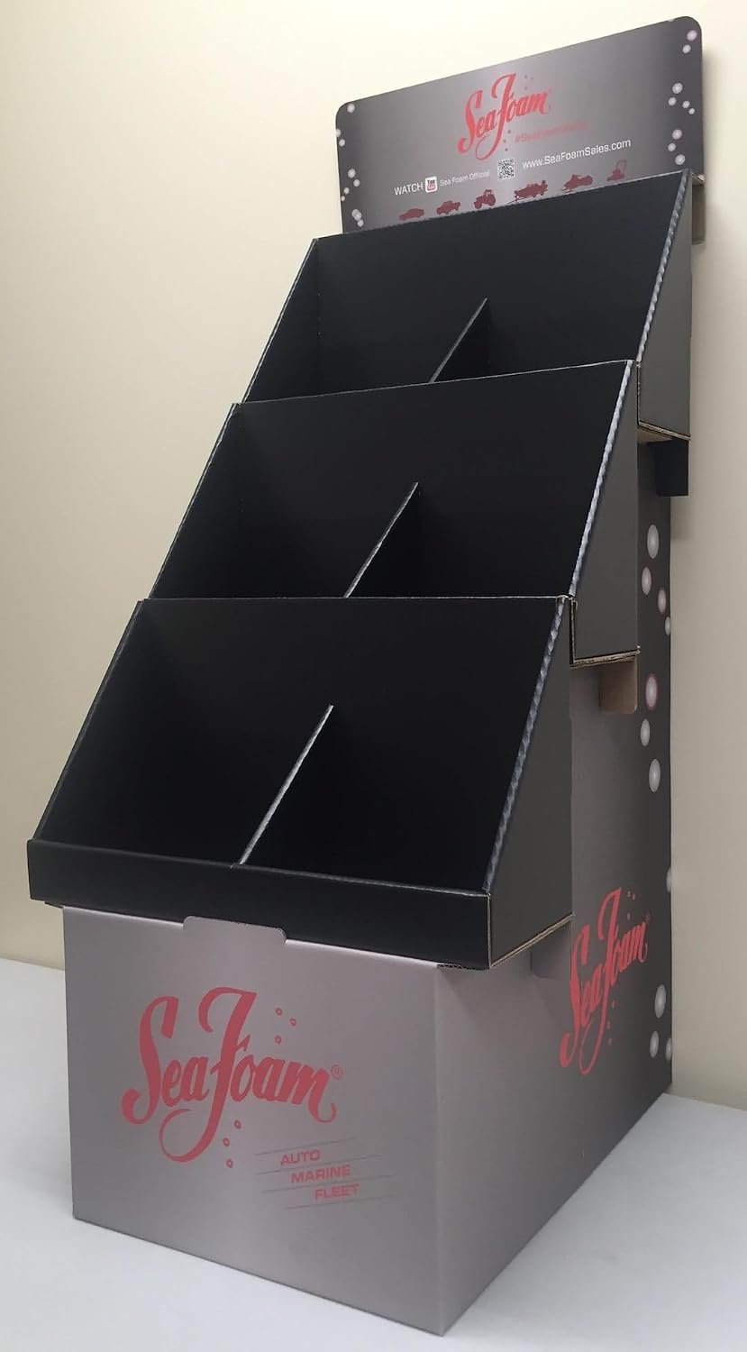 Sea Foam SD36 Empty 36-Can Cardboard Display – Freestanding Retail Merchandising Rack for Sea Foam Products